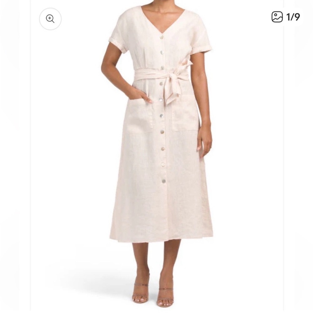 Rachel Zoe Beige Button-Down Midi Dress